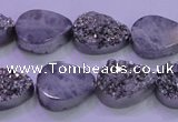 CAG8282 7.5 inches 12*16mm teardrop silver plated druzy agate beads