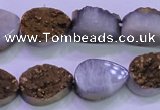 CAG8293 7.5 inches 13*18mm teardrop gold plated druzy agate beads