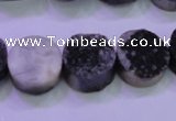 CAG8357 7.5 inches 14mm coin black plated druzy agate beads