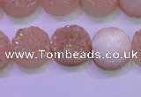 CAG8361 7.5 inches 16mm coin champagne plated druzy agate beads
