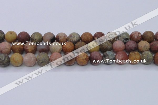 CAG8750 15.5 inches 14mm round matte rainbow agate beads