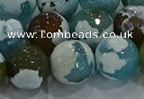 CAG9005 15.5 inches 16mm faceted round fire crackle agate beads