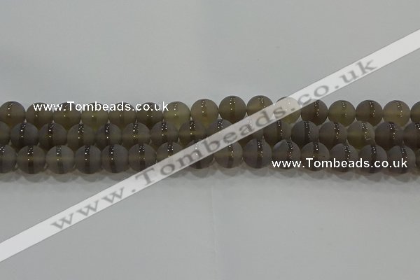 CAG9345 15.5 inches 10mm round matte grey agate beads wholesale