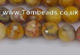 CAG9870 15.5 inches 8mm faceted round yellow crazy lace agate beads