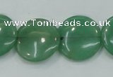 CAJ55 15.5 inches 20mm flat round green aventurine jade beads wholesale