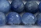 CAJ856 15 inches 10mm faceted round blue aventurine beads