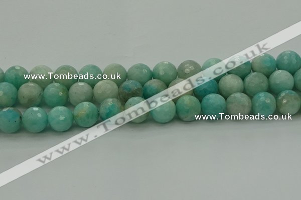 CAM1565 15.5 inches 14mm faceted round Russian amazonite beads