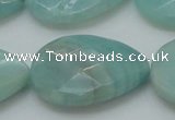 CAM365 15.5 inches 22*30mm faceted flat teardrop amazonite beads