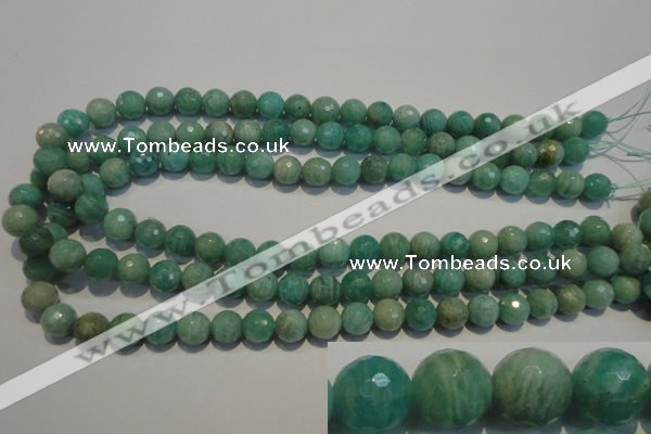 CAM814 15.5 inches 10mm faceted round Brazilian amazonite beads