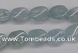 CAQ150 15.5 inches 10*12mm twisted oval natural aquamarine beads