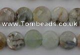 CAQ367 15.5 inches 12mm faceted coin natural aquamarine beads