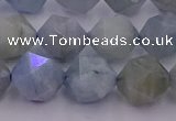 CAQ793 15.5 inches 12mm faceted nuggets aquamarine gemstone beads