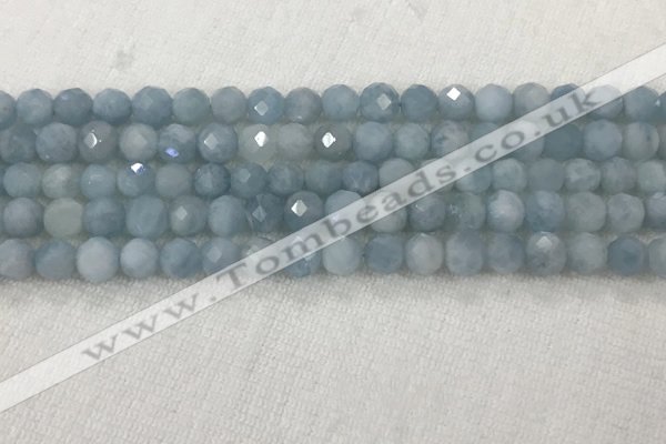 CAQ858 15.5 inches 6mm faceted round aquamarine gemstone beads
