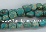 CAT78 15.5 inches 7*9mm nuggets dyed natural aqua terra jasper beads