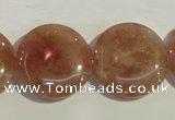 CBQ19 15.5 inches 25mm flat round strawberry quartz beads wholesale