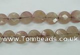 CBQ240 15.5 inches 8mm faceted coin strawberry quartz beads