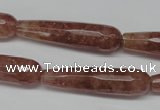 CBQ276 15.5 inches 10*40mm faceted teardrop strawberry quartz beads