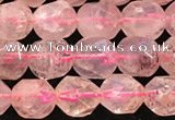 CBQ719 15.5 inches 8mm faceted nuggets strawberry quartz beads