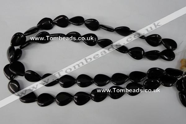 CBS265 15.5 inches 13*18mm flat teardrop blackstone beads wholesale