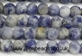 CBS616 15 inches 4mm round matte blue spot stone beads