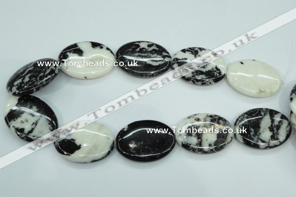 CBW129 15.5 inches 30*40mm oval black & white jasper beads