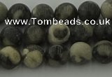 CBW162 15.5 inches 8mm round matte black fossil jasper beads