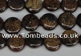 CBZ209 15.5 inches 12mm flat round bronzite gemstone beads