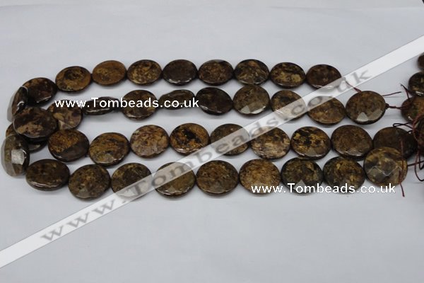 CBZ432 15.5 inches 18mm faceted coin bronzite gemstone beads
