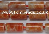 CCA465 15.5 inches 8*16mm tube orange calcite gemstone beads