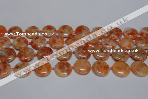 CCA476 15.5 inches 20mm flat round orange calcite gemstone beads
