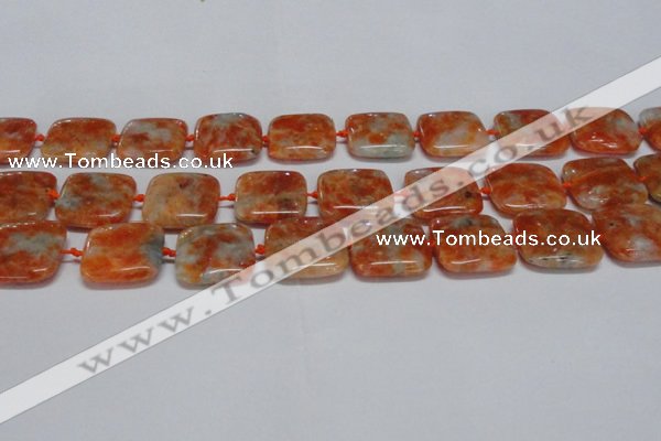 CCA493 15.5 inches 20mm square orange calcite gemstone beads
