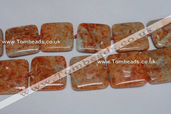 CCA497 15.5 inches 40mm square orange calcite gemstone beads