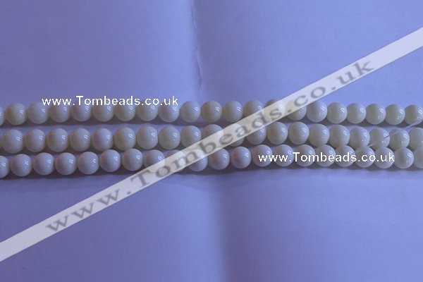 CCB301 15.5 inches 6mm round white coral beads wholesale
