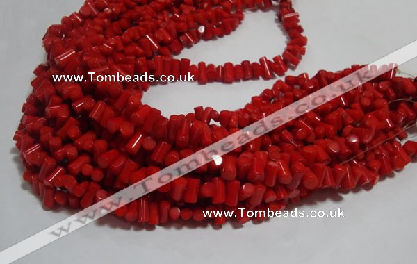 CCB53 15.5 inches 6*9mm column red coral beads Wholesale