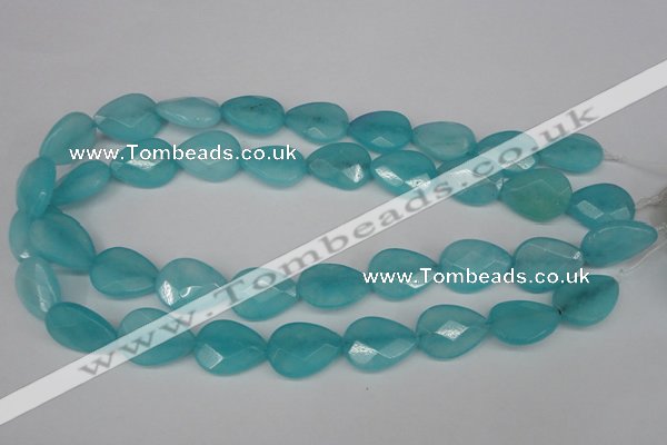 CCN2194 15.5 inches 15*20mm faceted flat teardrop candy jade beads