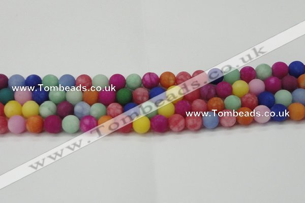 CCN2554 15.5 inches 10mm round mixed color matte candy jade beads
