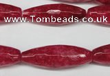 CCN2911 15.5 inches 10*30mm faceted rice candy jade beads
