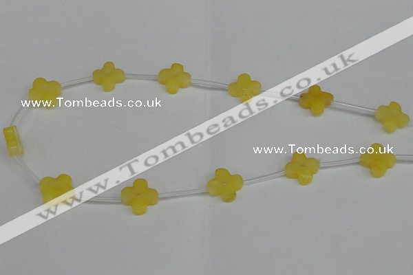 CCN3946 15.5 inches 15mm carved flower candy jade beads wholesale
