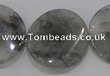 CCQ131 15.5 inches 30mm twisted coin cloudy quartz beads wholesale