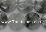 CCQ137 15.5 inches 20mm faceted coin cloudy quartz beads wholesale