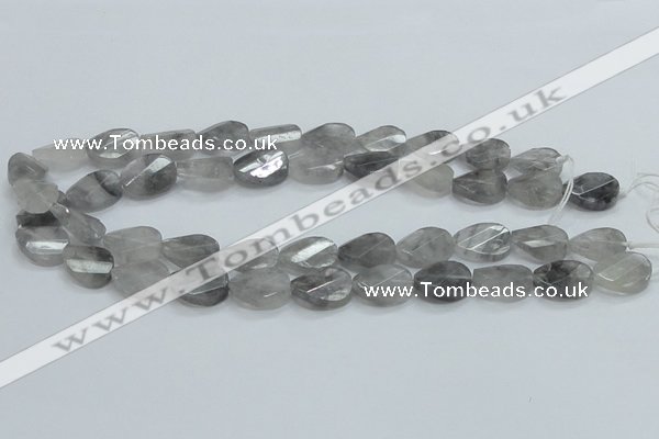 CCQ164 15.5 inches 13*18mm twisted & faceted oval cloudy quartz beads