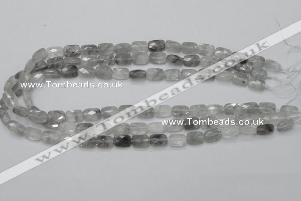 CCQ185 15.5 inches 8*12mm faceted rectangle cloudy quartz beads