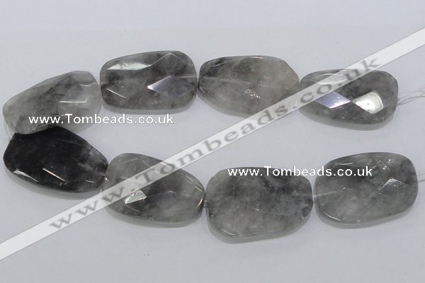 CCQ232 15.5 inches 35*50mm faceted freeform cloudy quartz beads