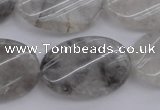 CCQ252 15.5 inches 20*30mm twisted oval cloudy quartz beads wholesale