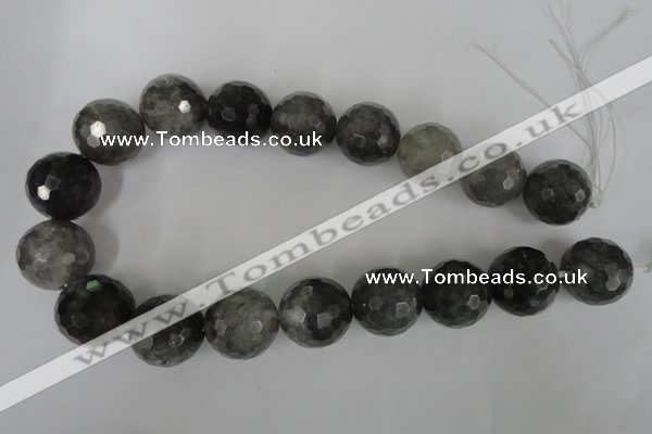 CCQ319 15.5 inches 22mm faceted round cloudy quartz beads wholesale