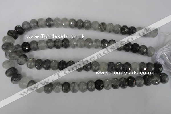 CCQ333 15.5 inches 10*14mm faceted rondelle cloudy quartz beads