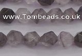 CCQ571 15.5 inches 6mm faceted nuggets cloudy quartz beads