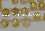CCR31 15.5 inches 8*10mm faceted briolette natural citrine beads