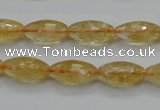CCR36 15.5 inches 8*16mm faceted rice natural citrine gemstone beads