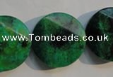 CCS677 15.5 inches 25mm faceted coin dyed chrysocolla gemstone beads